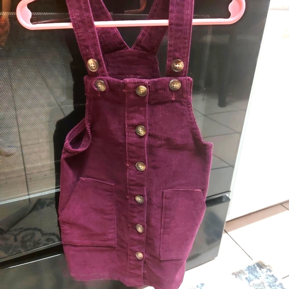 A nice purple corduroy jumper dress.